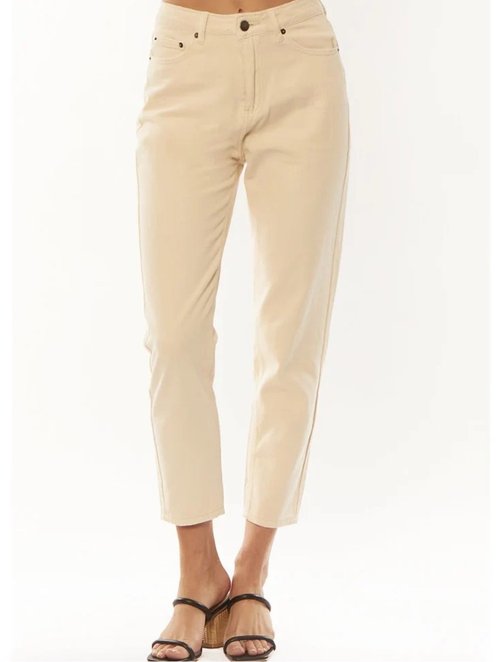 Amuse Society Cropped High-Rise Jeans in Cream
